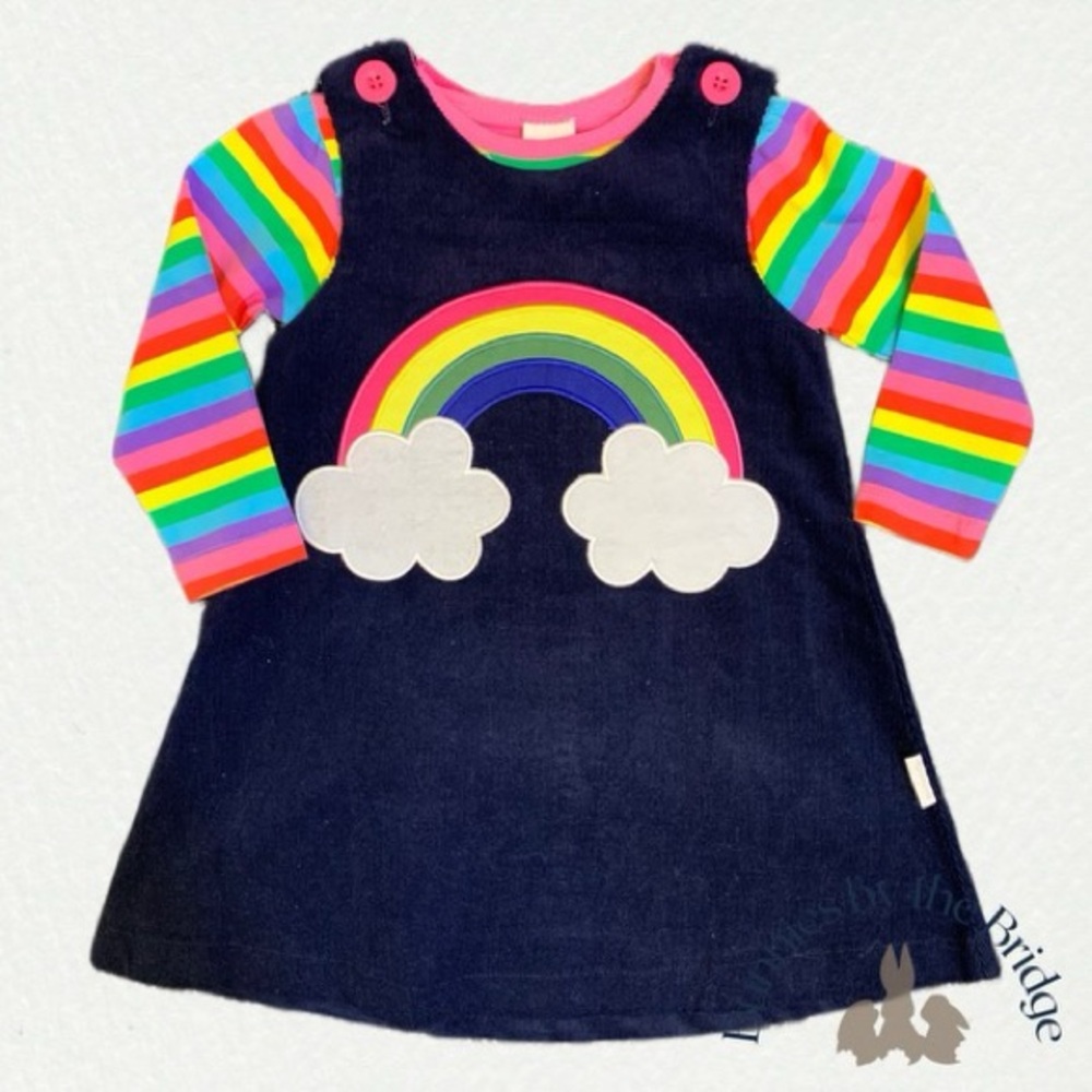 Rainbow appliqué corduroy 2 piece set
